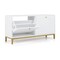 White Golden Shoe Bench Engineered Wood Metal 2-Drawer Storage Seat